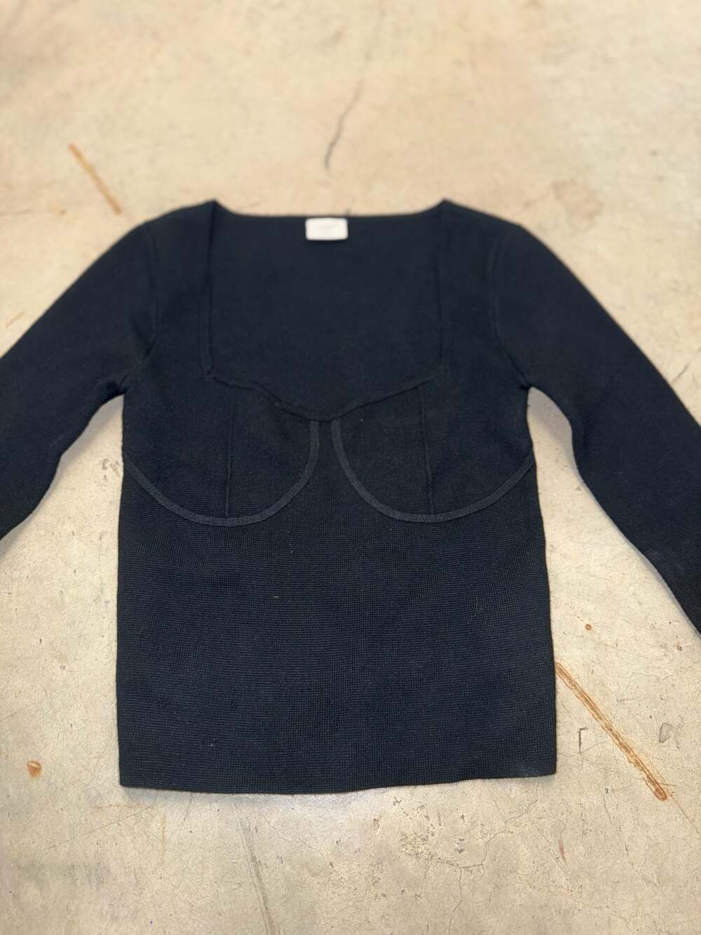 Abercrombie & Fitch Long Sleeve Bustier Knit Sweater Top Black Size XS